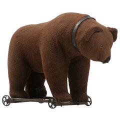 Antique Large Victorian Toy Bear Pull Ride, circa 1900