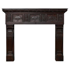 Large Victorian Tudor Revival Oak Fire Mantel