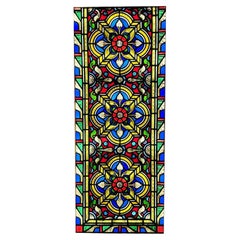 Used Large Victorian Tudor Rose Stained Glass Window