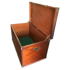 Large Victorian Wooden Silver Chest with brass handles and corners