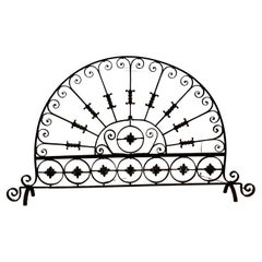 Large Victorian Wrought Iron Fan Shaped Fire Screen
