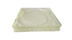 Vintage Large Vide Poche or Ashtray in Glass, Geometrical Patterns France, circa 1970
