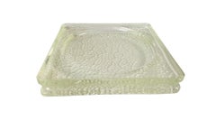 Large Vide Poche or Ashtray in Glass, Geometrical Patterns France, circa 1970