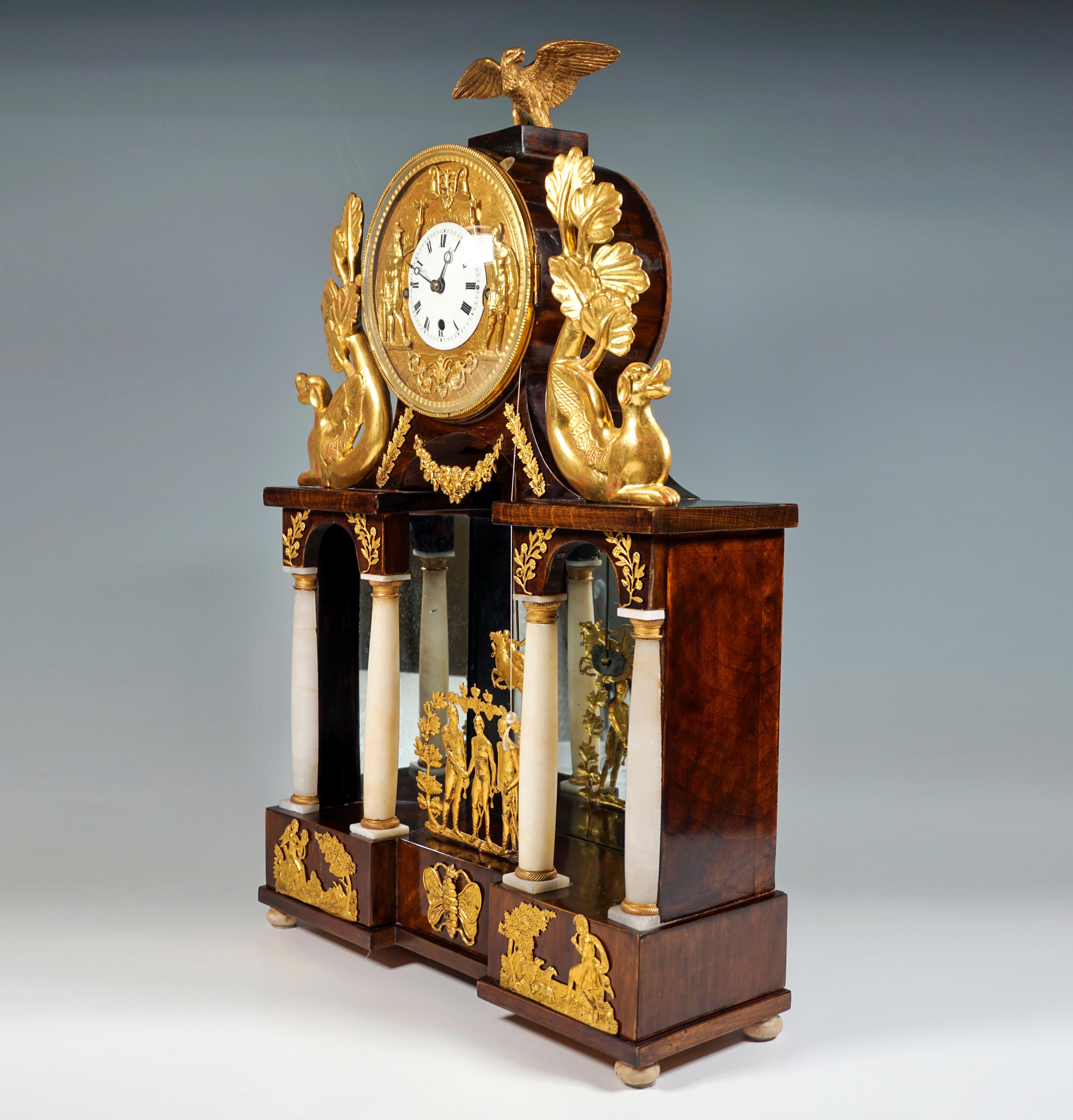Autrichien Grande horloge à colonne de l'Empire viennois avec automatique Jacquart, vers 1820 en vente