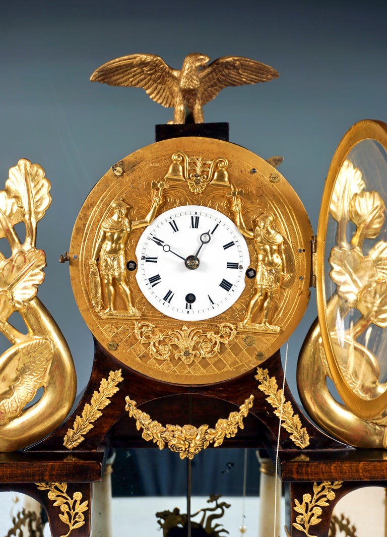 Early 19th Century Large Vienna Empire Column Clock With Jacquart Automaton, Around 1820 For Sale