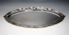Large Viennese Art Nouveau Silver Platter in the Shape of a Boat, circa 1900