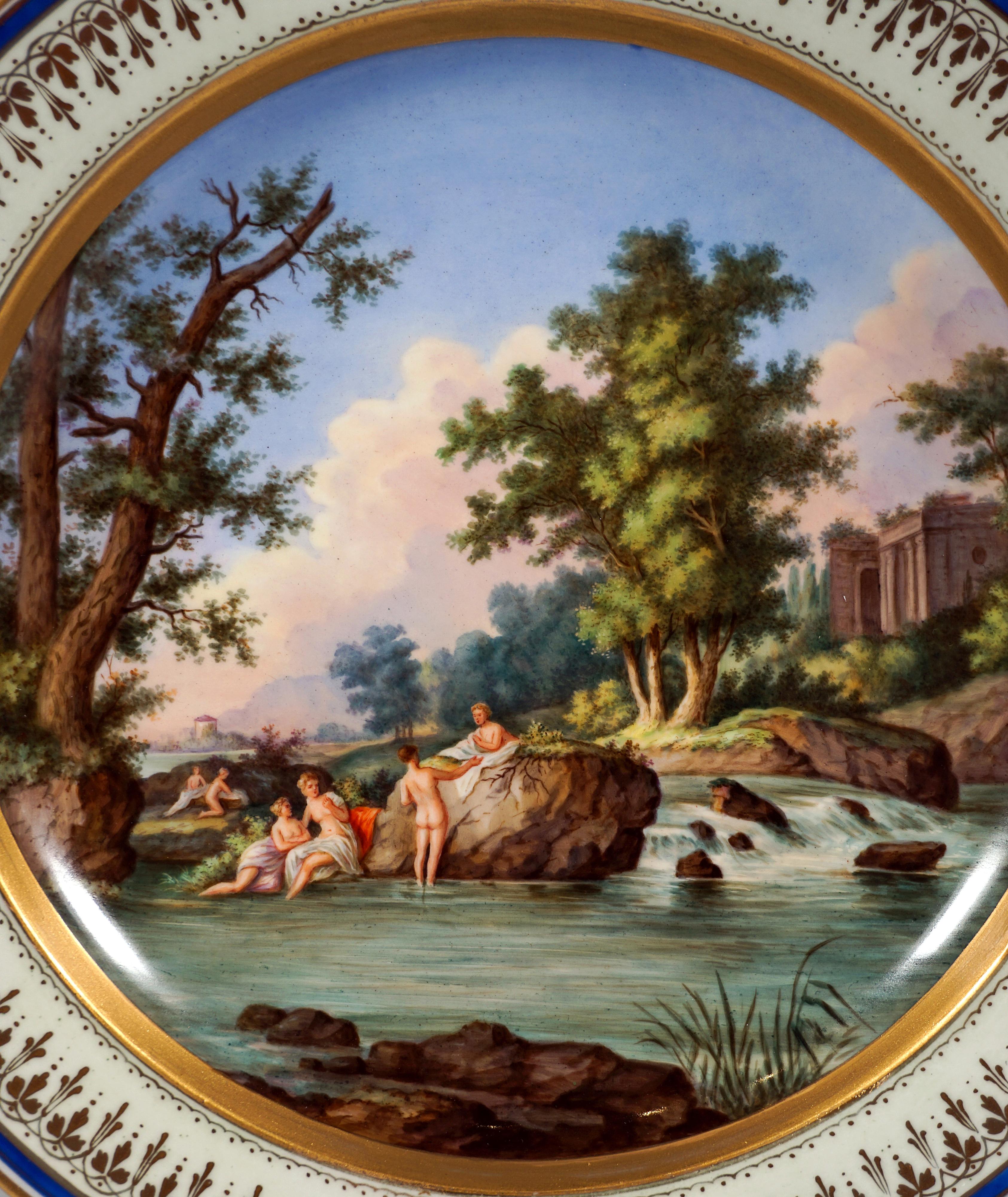 Austrian Large Viennese Imperial Porcelain Picture Plate With Arcadian Landscape, 1828