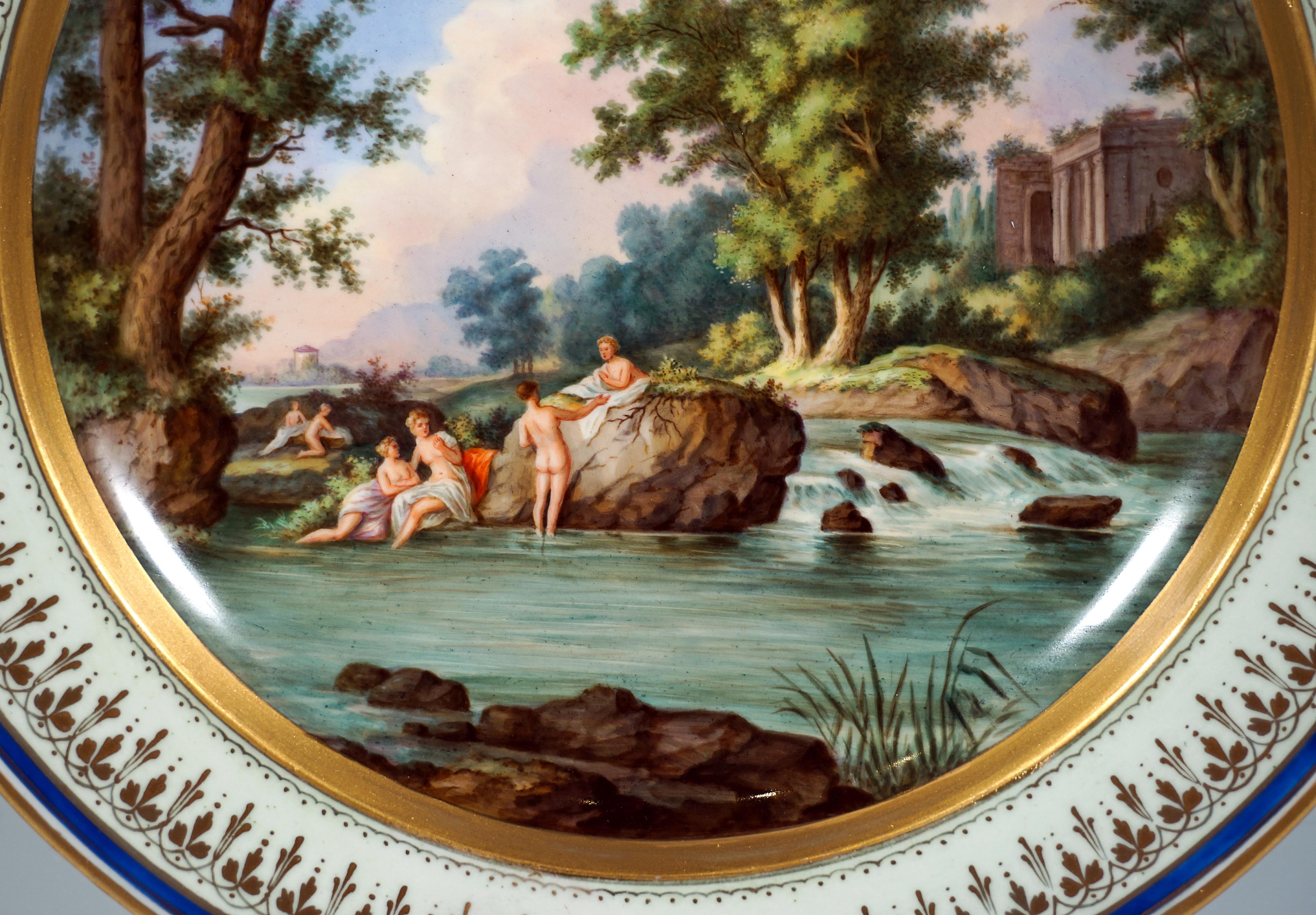 Hand-Crafted Large Viennese Imperial Porcelain Picture Plate With Arcadian Landscape, 1828