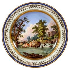 Grande assiette photo viennoise impériale avec paysage arcadien, 1828