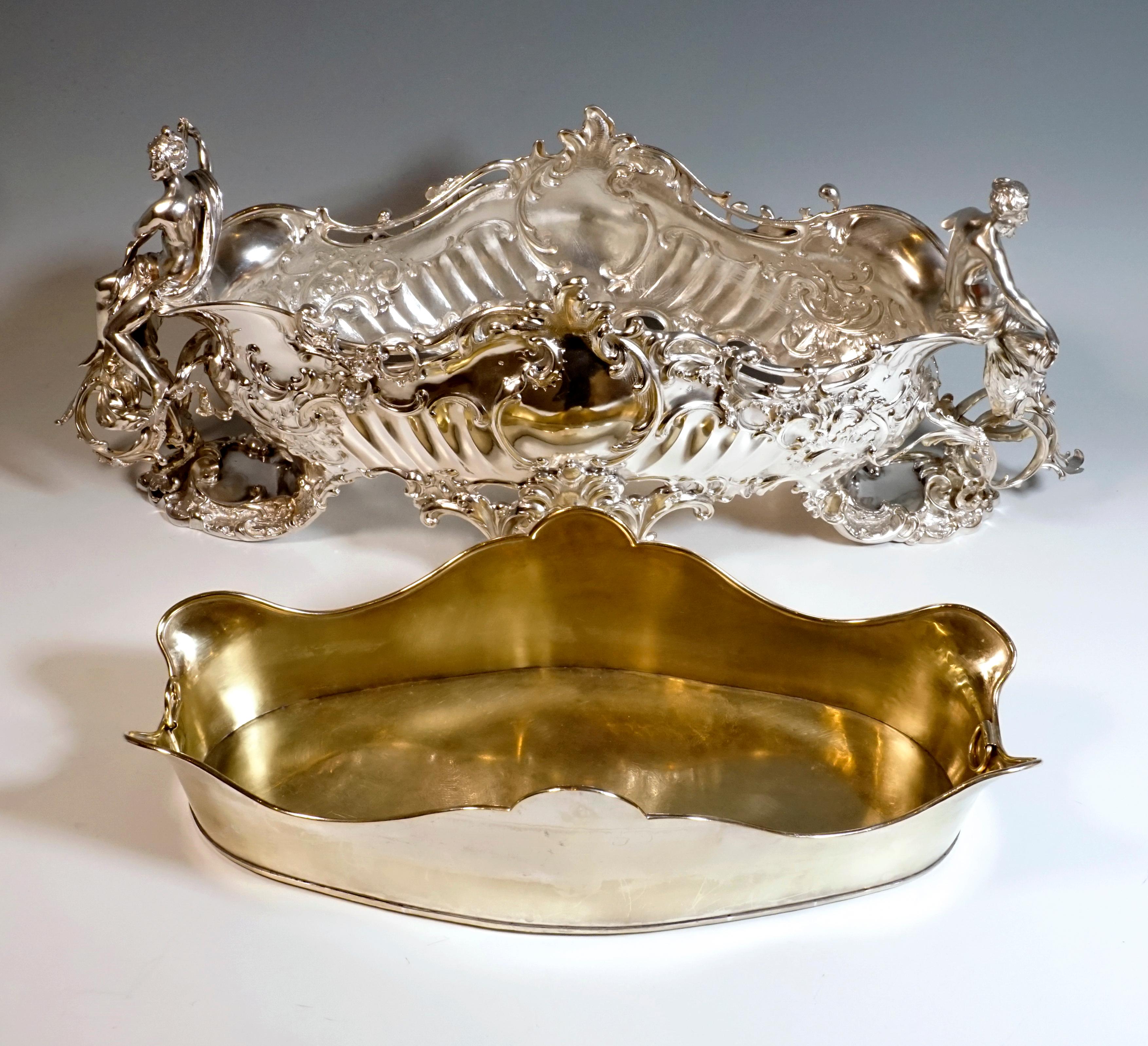 Large Viennese Silver Ornate Centerpiece with Nymphs by Brüder Frank, circa 1890 3