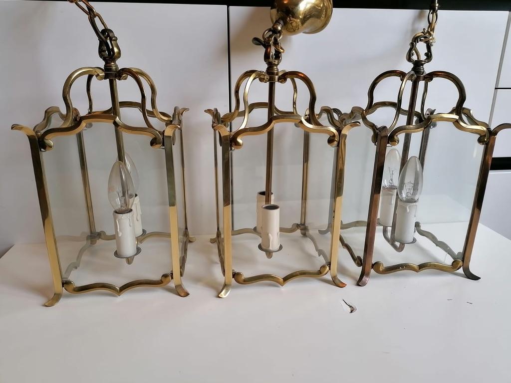 Brass Large Viennese Stairwell or House Entrance Lantern For Sale