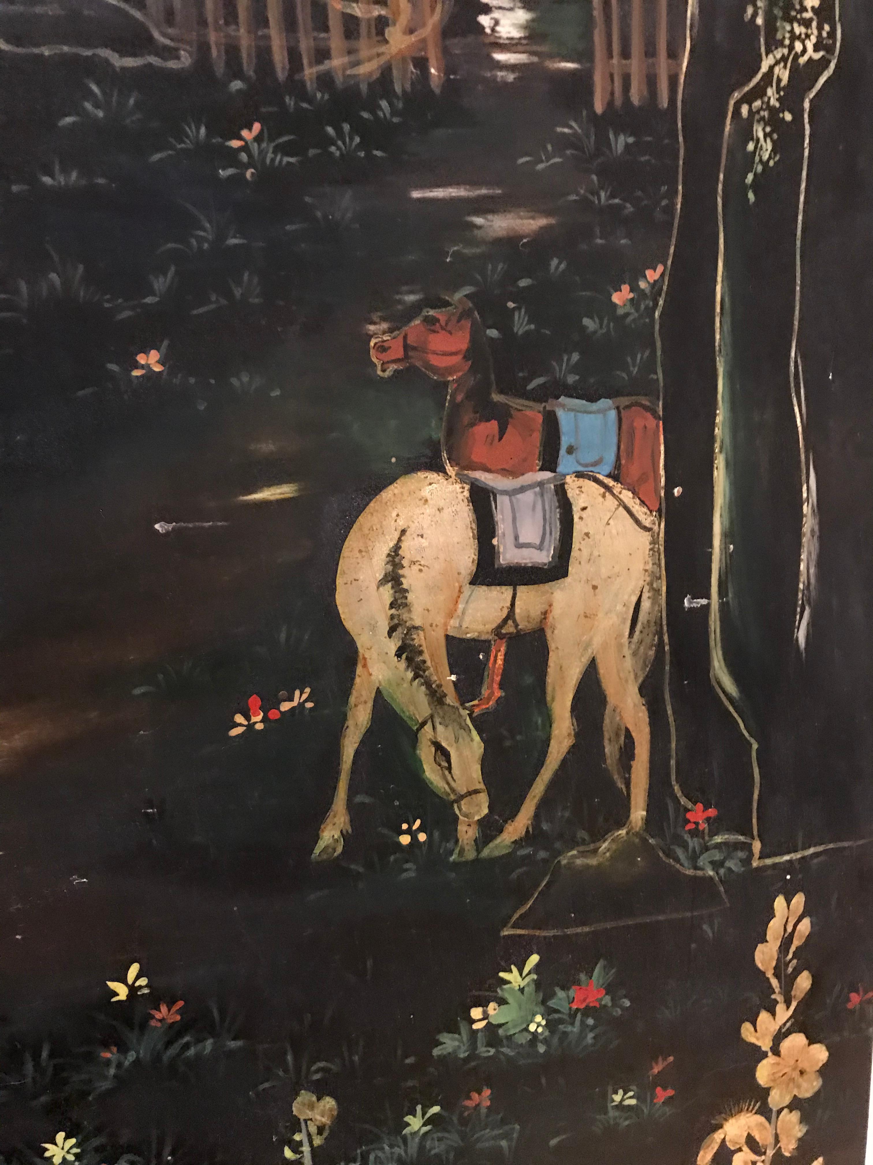 Panneau mural en laque noire Chunli Quang V-N, années 1960, Vietnam en vente 5