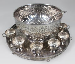 Large Viners of Sheffield Silver-Plated Punch Bowl Service on Tray
