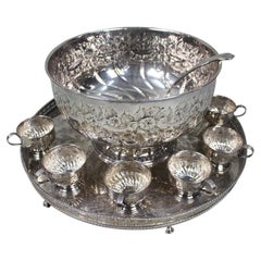 Large Viners of Sheffield Silver-Plated Punch Bowl Service on Tray