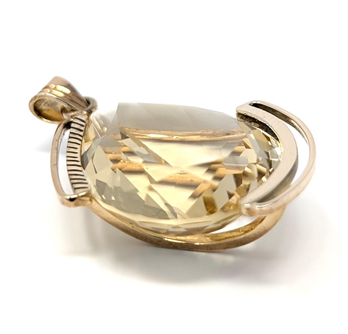 Grand pendentif pour collier en or jaune massif 14 carats avec citrine en forme de poire Bon état - En vente à Greer, SC