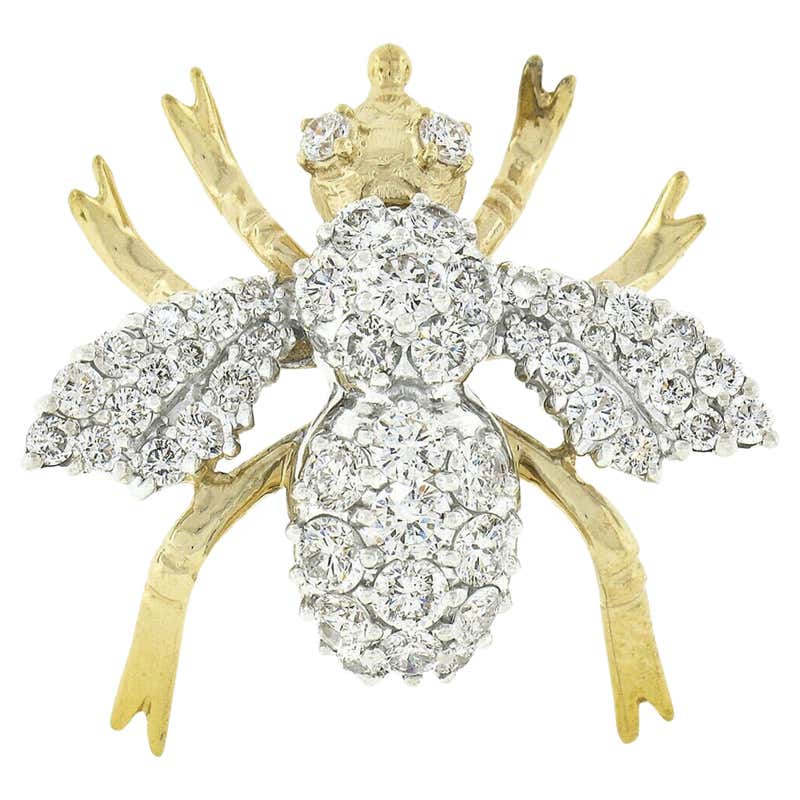Vintage Herbert Rosenthal 18K Gold 2.35ct Ruby Diamond Fly Bee Insect ...