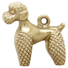 Large Vintage 14K Yellow Gold Figural Poodle Dog Charm for a Bracelet