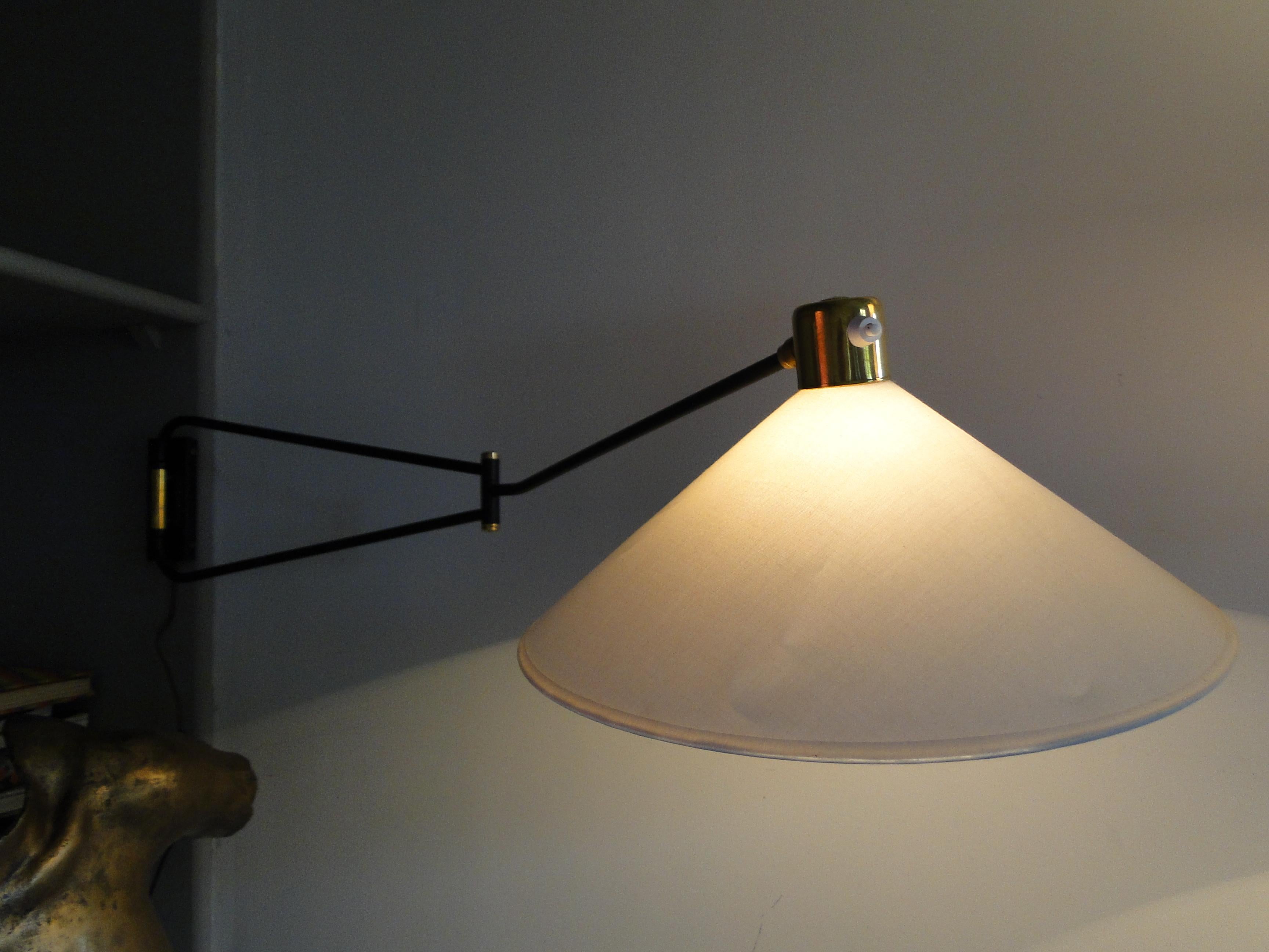 Mid-Century Modern Large Vintage 1950s Double Arm Wall Lamp by René Mathieu France Lunel