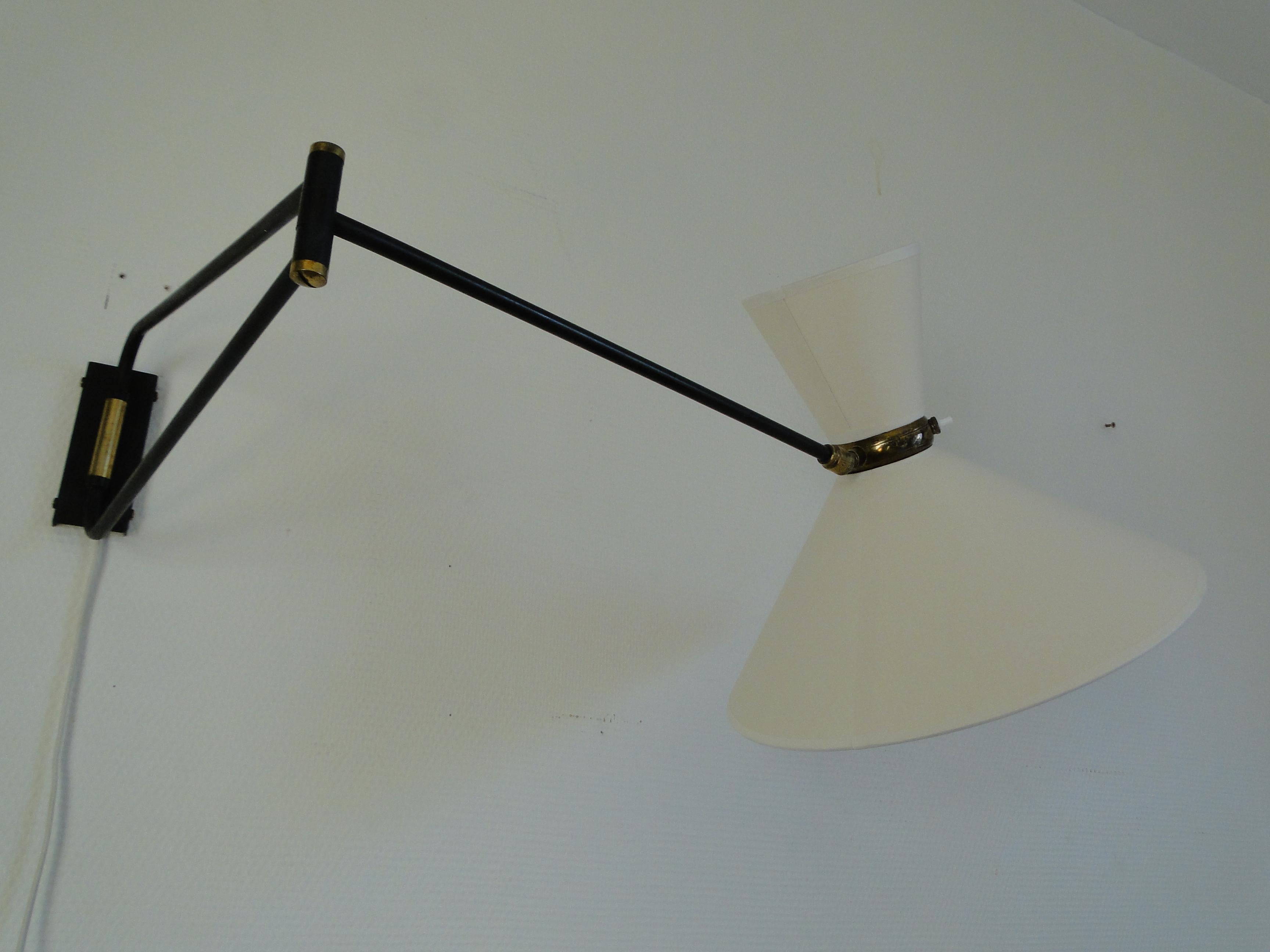 Rene Mathieu Large Vintage Double Arms Adjustable Diabolo Wall Lamp France 4
