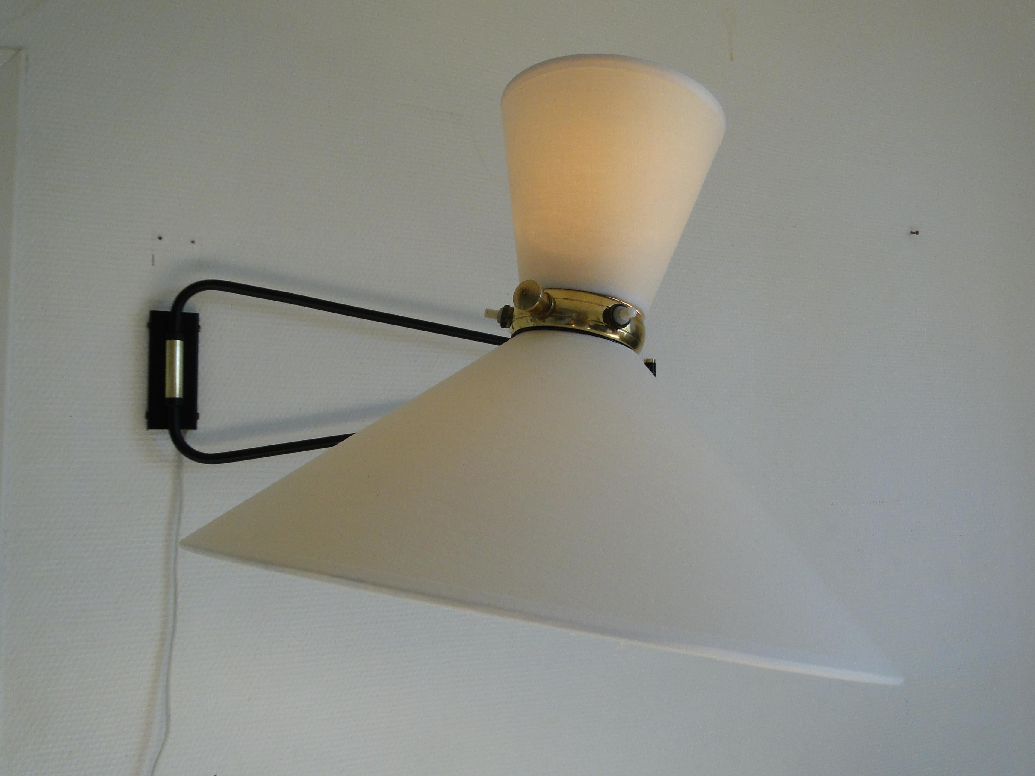Rene Mathieu Large Vintage Double Arms Adjustable Diabolo Wall Lamp France 8