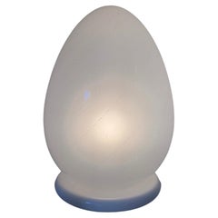 Large Retro 1970s Italian Murano Swirl Egg Table Lamp Mouth Blown Glass