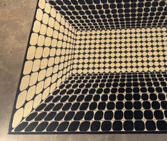 Large Vintage 1970s Op Art Geometric Rug in the Style of Victor Vasarely
