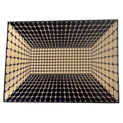 Large Vintage 1970s Op Art Geometric Rug in the Style of Victor Vasarely