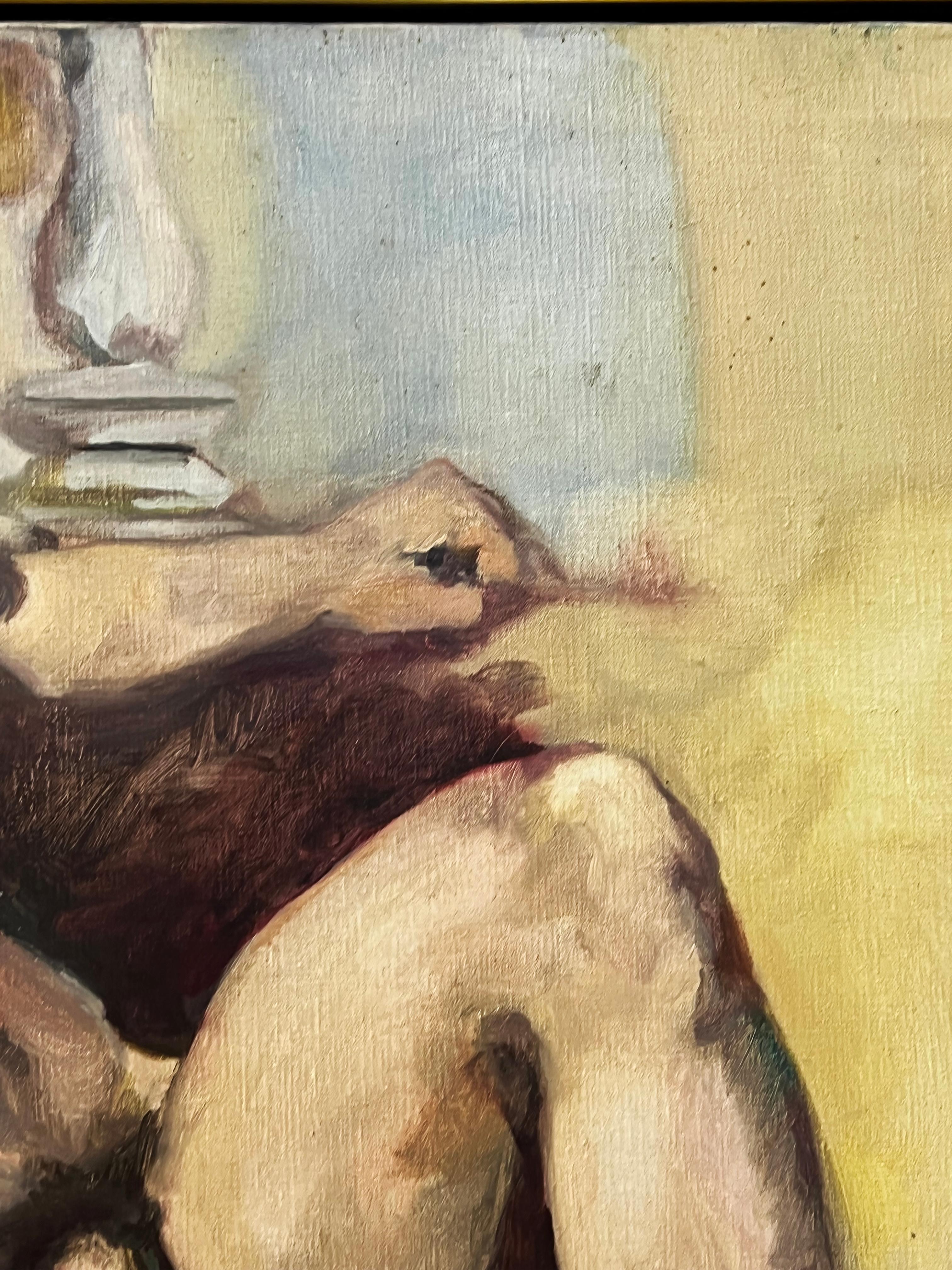 Grande pittura ad olio vintage degli anni '70 di Robert Gable, studio di nudo maschile In condizioni buone a Miami, FL