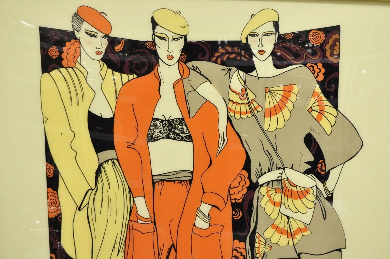 Art Deco Large Vintage 1975 Polycast Acrylic Vogue Womens Fashion Retro Wall Art For Sale