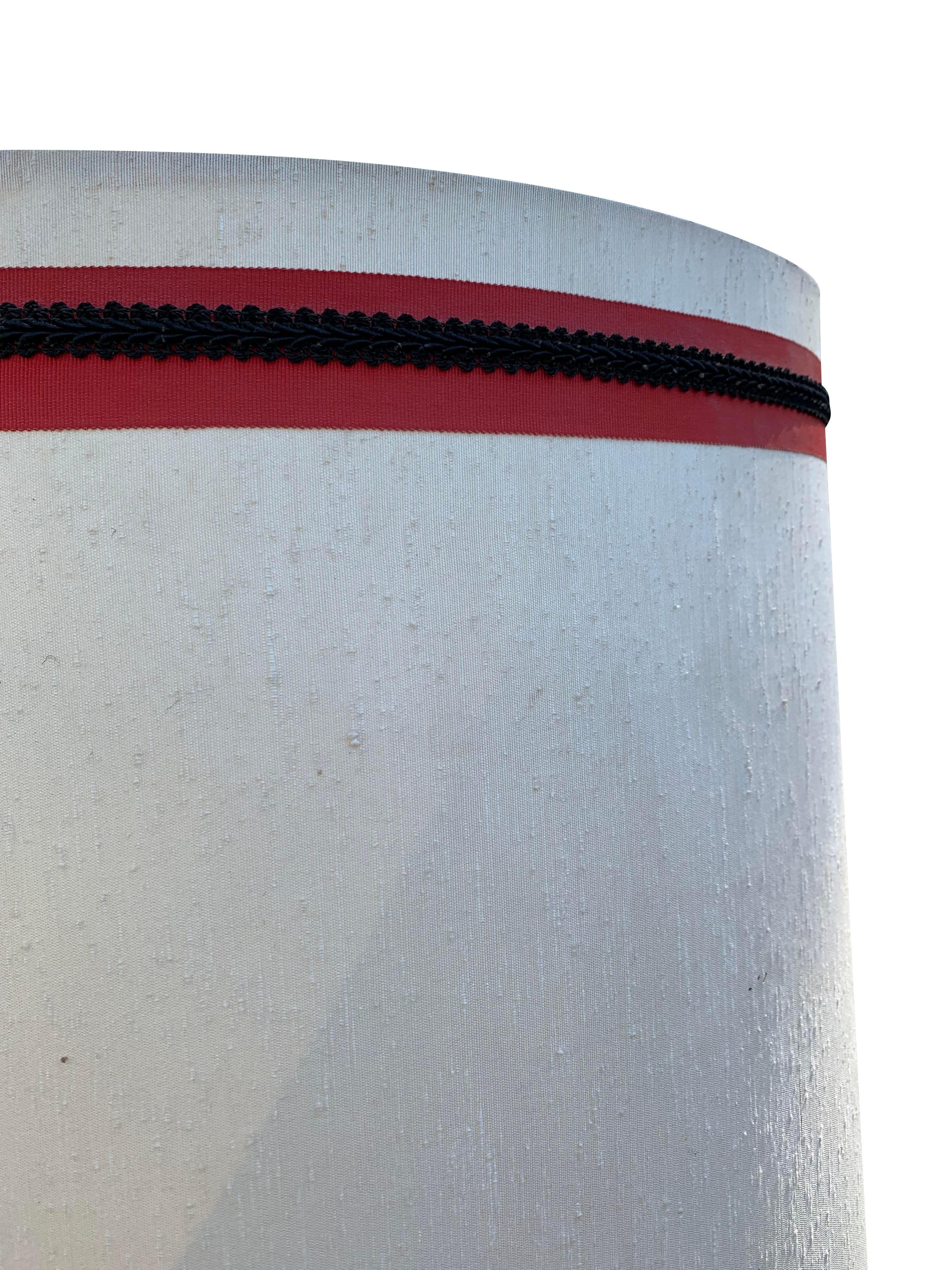 Large Vintage 1980s Asian Style Red Table Lamp With Shade 1