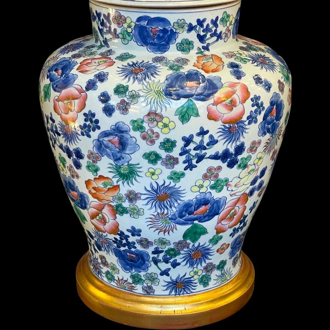 Große Vintage 19. Jahrhundert Floral Jar Tischlampe im Zustand „Hervorragend“ im Angebot in London, GB
