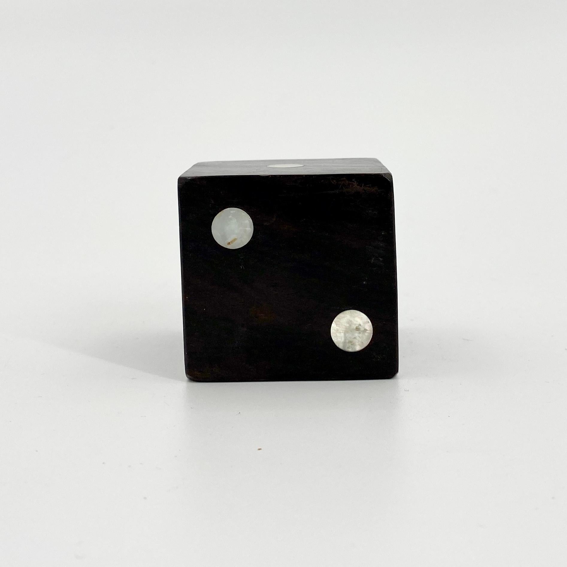 Mid-Century Modern Large Vintage Die in Mother-of-Pearl and Rosewood, Denmark For Sale