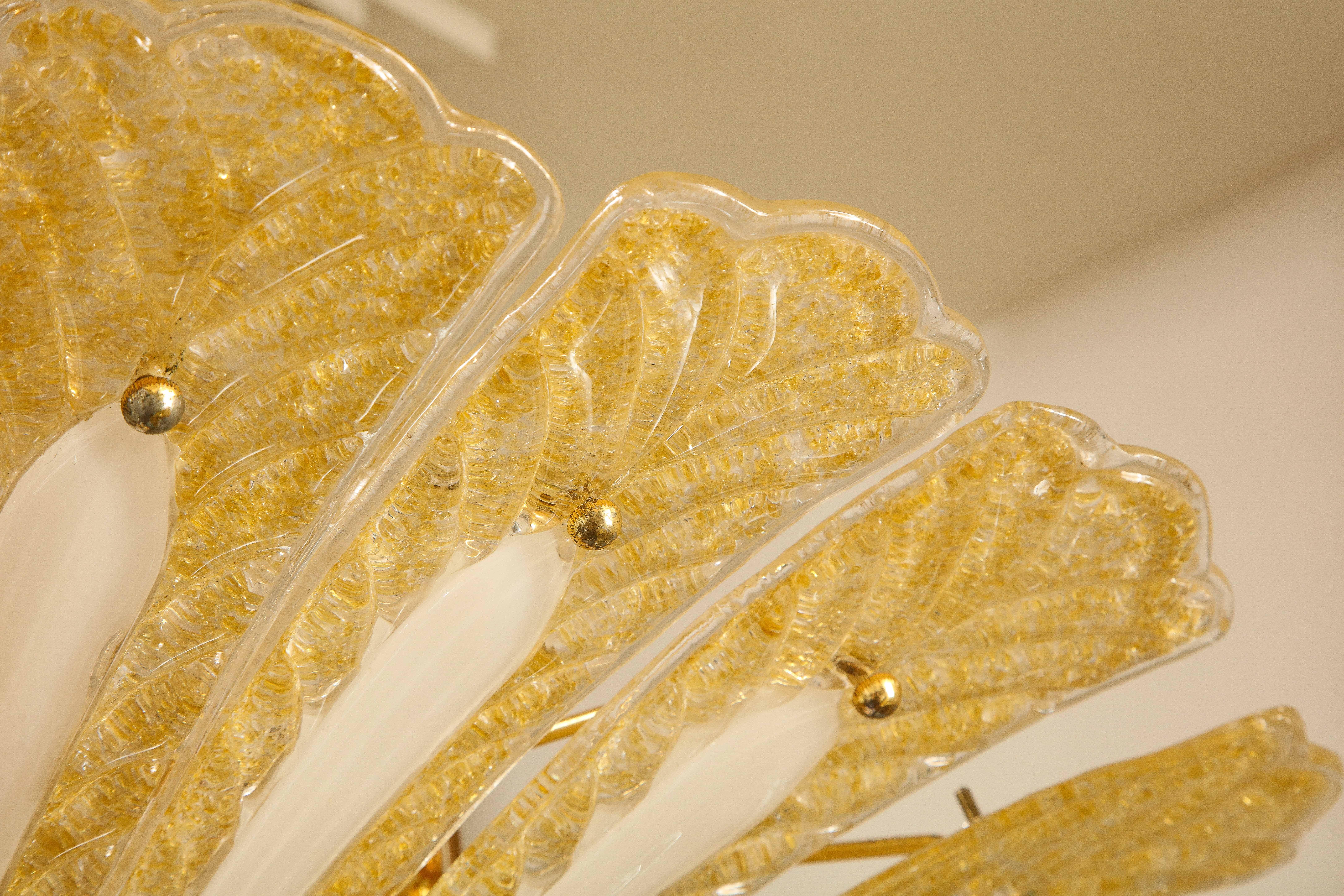 Large Vintage 24-Karat Gold-Flecked Murano Glass Palm Tree Chandelier 2