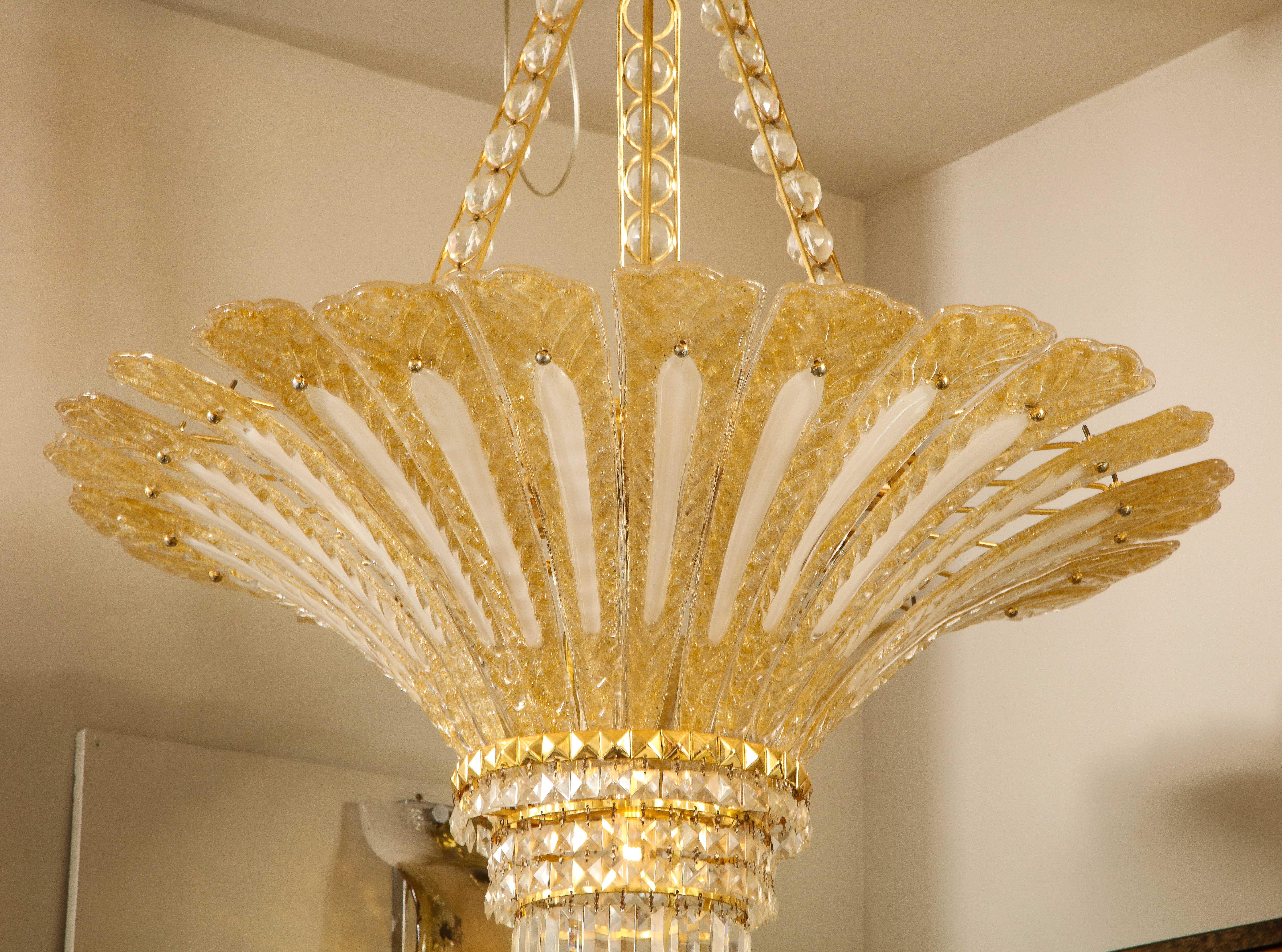 palm chandelier gold