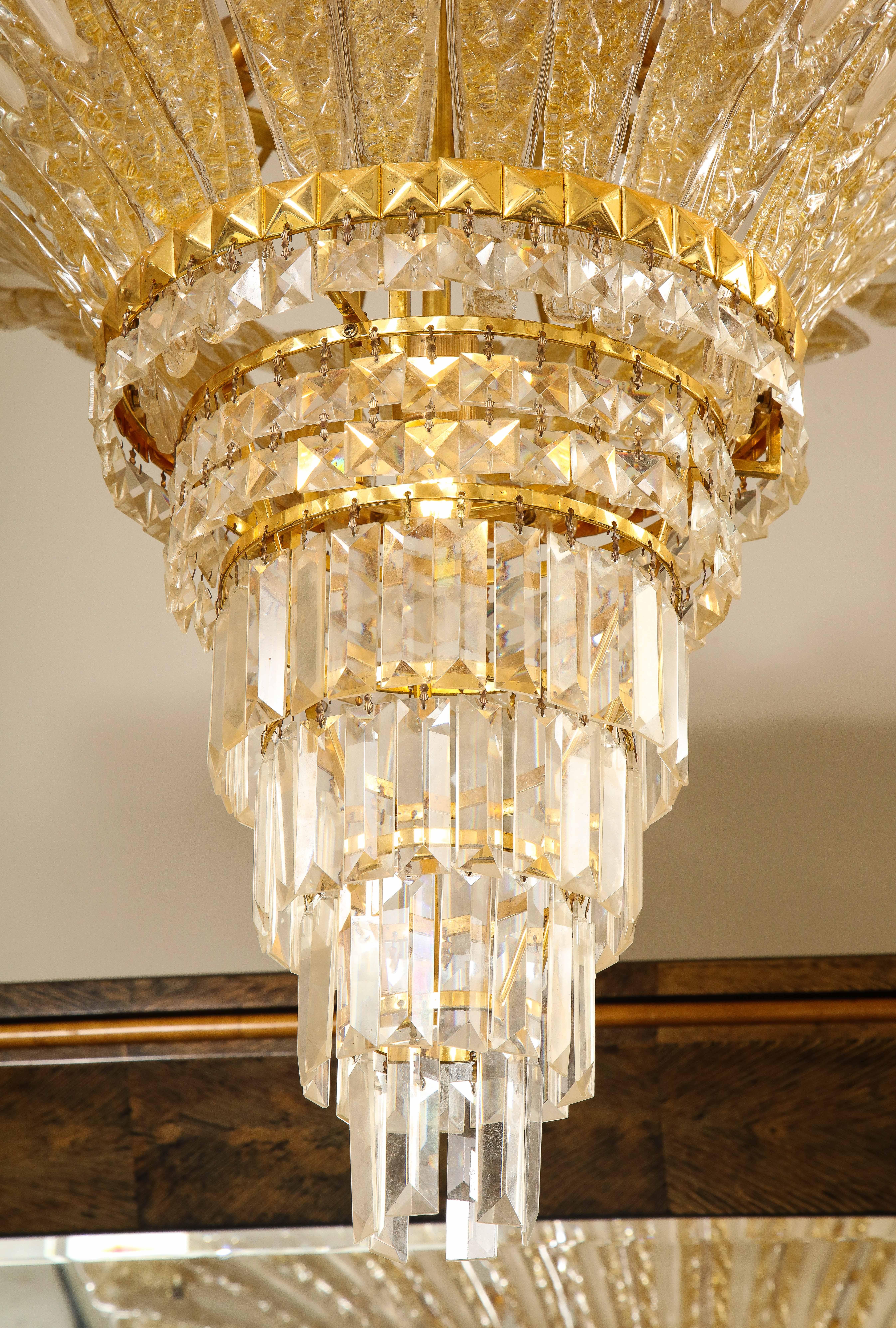 Mid-Century Modern Large Vintage 24-Karat Gold-Flecked Murano Glass Palm Tree Chandelier