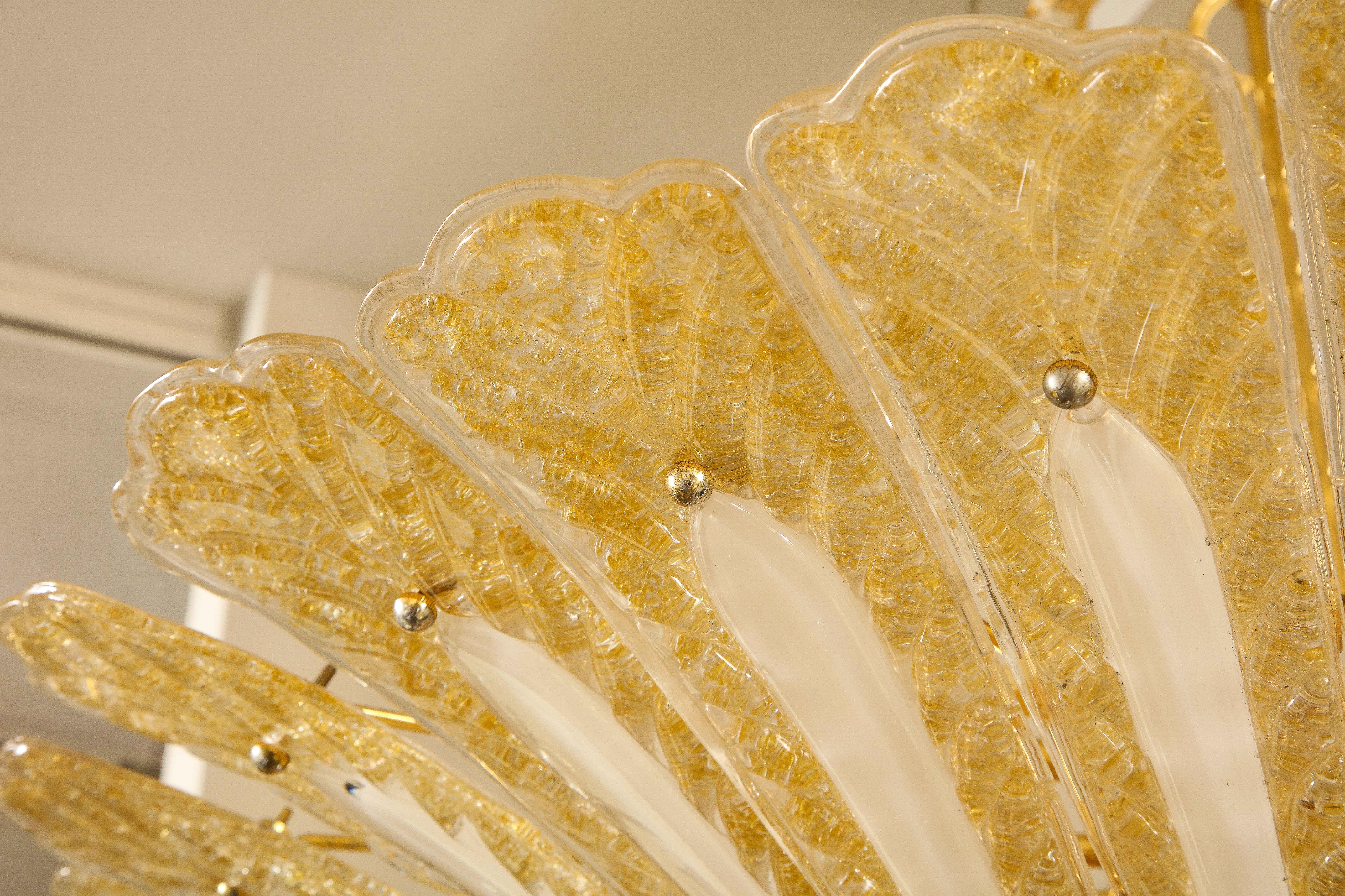 Late 20th Century Large Vintage 24-Karat Gold-Flecked Murano Glass Palm Tree Chandelier