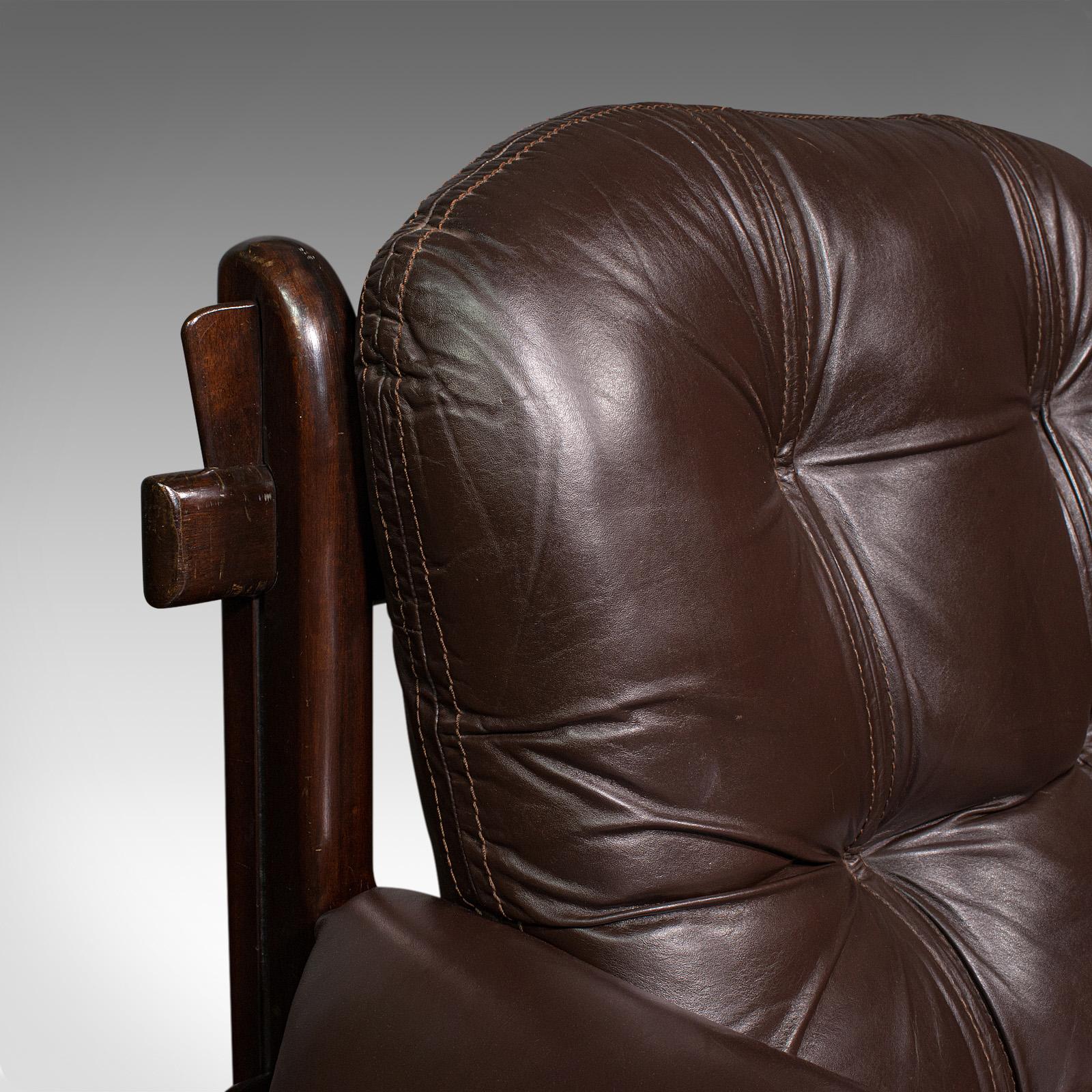 Large Vintage 3 Seat Sofa, Brazilian, Leather, Settee, Jean Gillon, Probel, 1970 5