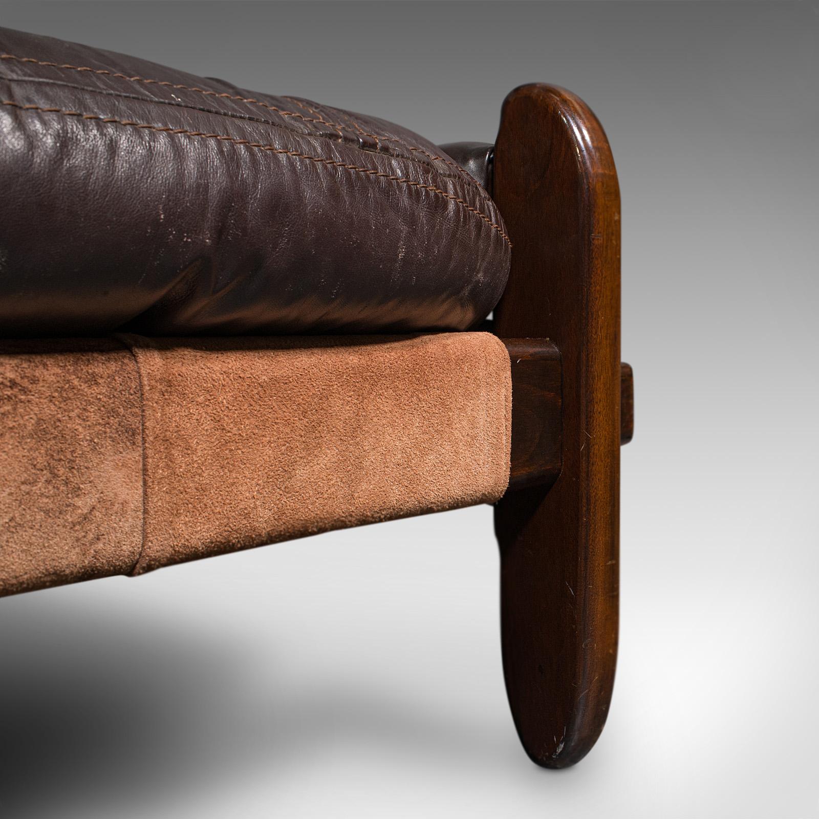 Large Vintage 3 Seat Sofa, Brazilian, Leather, Settee, Jean Gillon, Probel, 1970 6