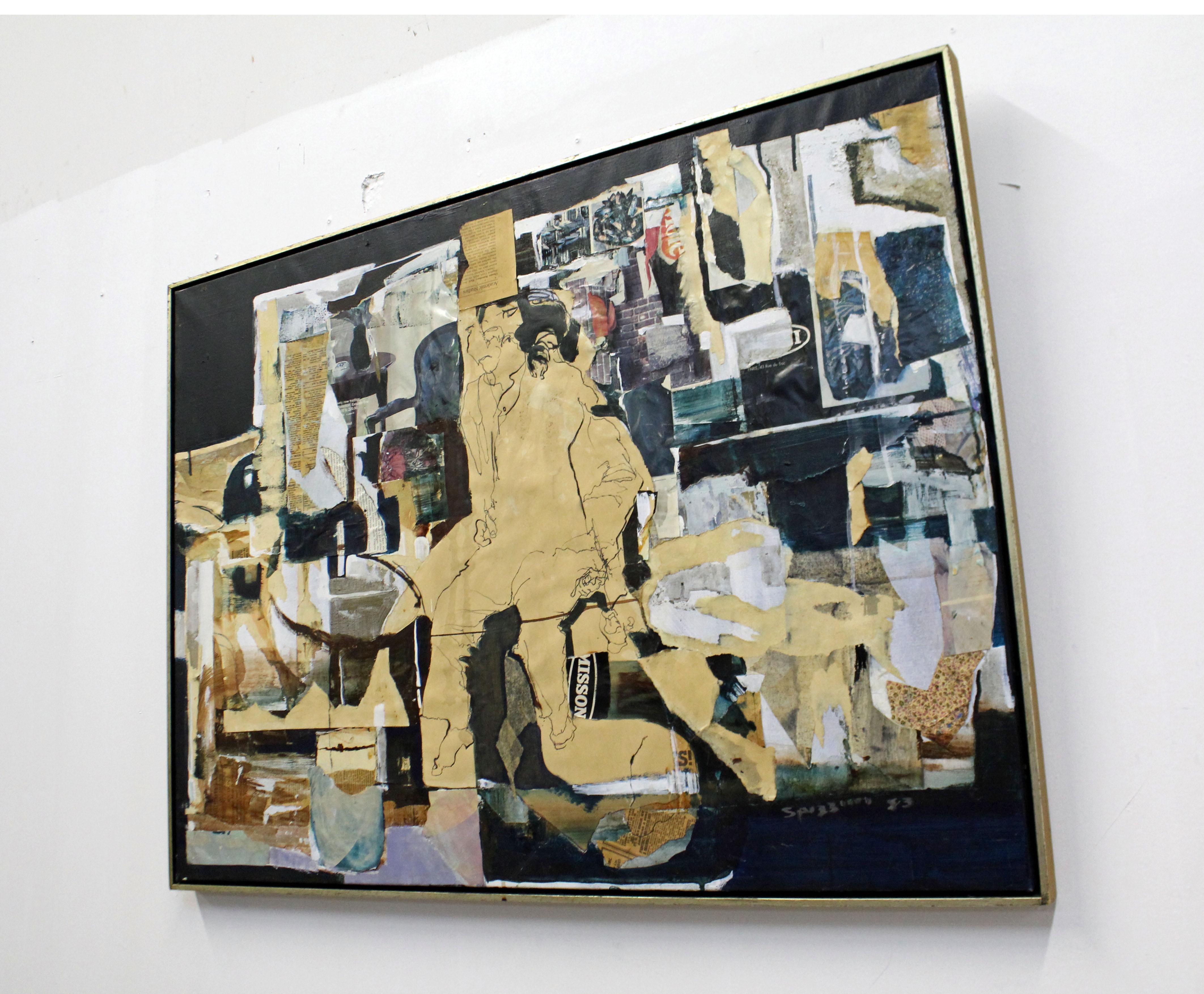 Large Vintage Abstract Collage Art on Canvas by Spizzirri at 1stDibs ...
