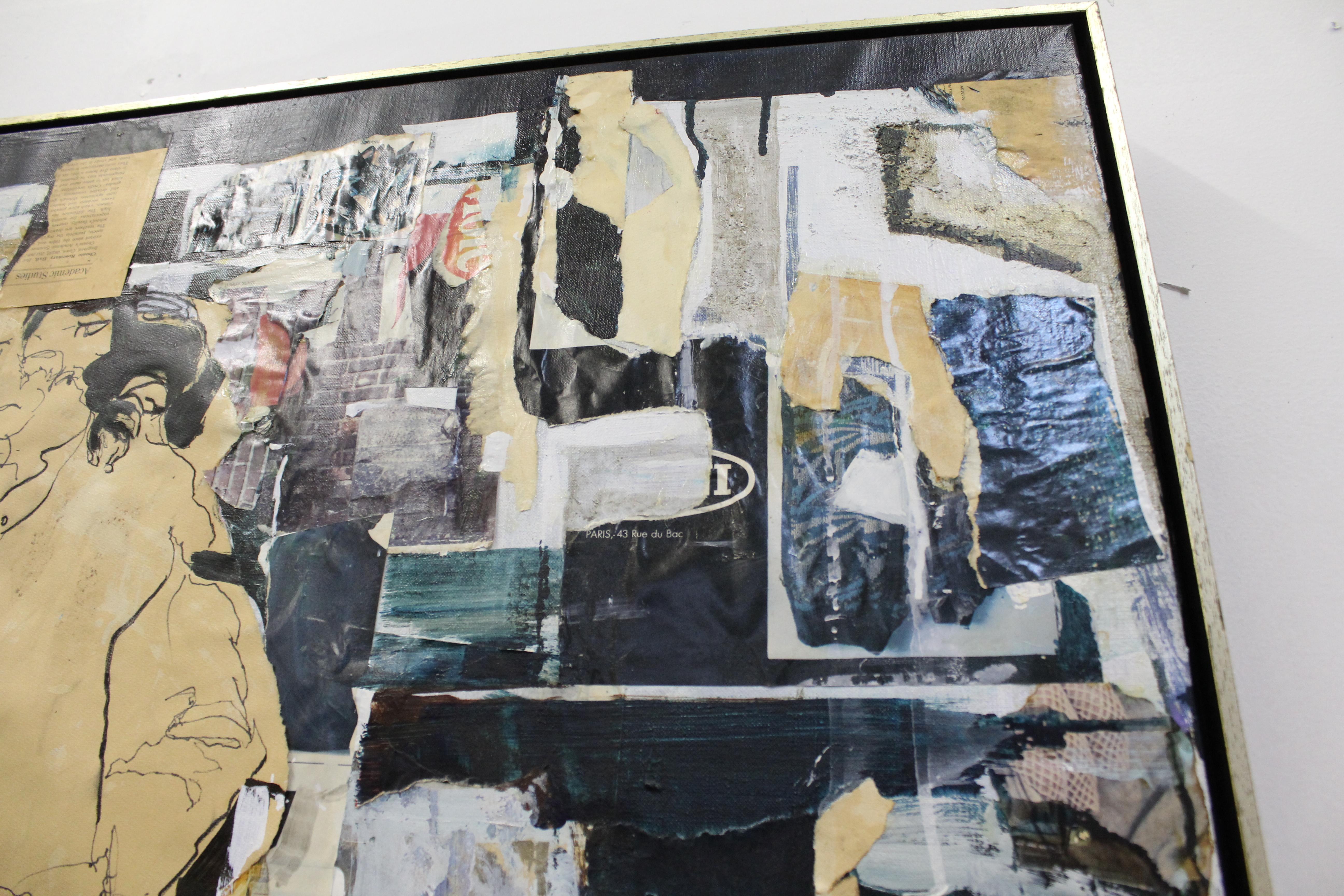 Large Vintage Abstract Collage Art on Canvas by Spizzirri at 1stDibs ...