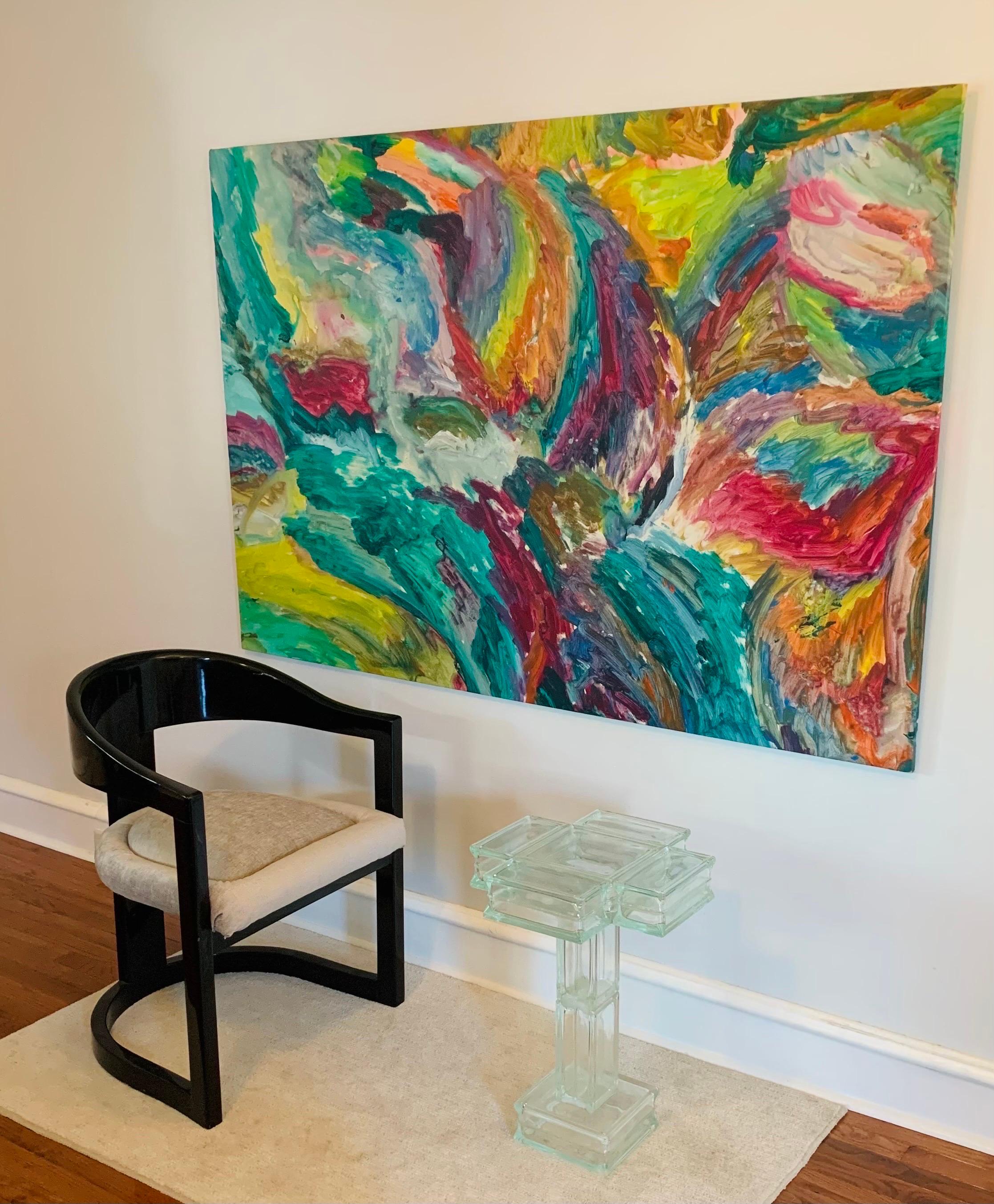 Mid-Century Modern Large Vintage Abstract Expressionist Painting, ca. 1960s, American 44 x 64 For Sale