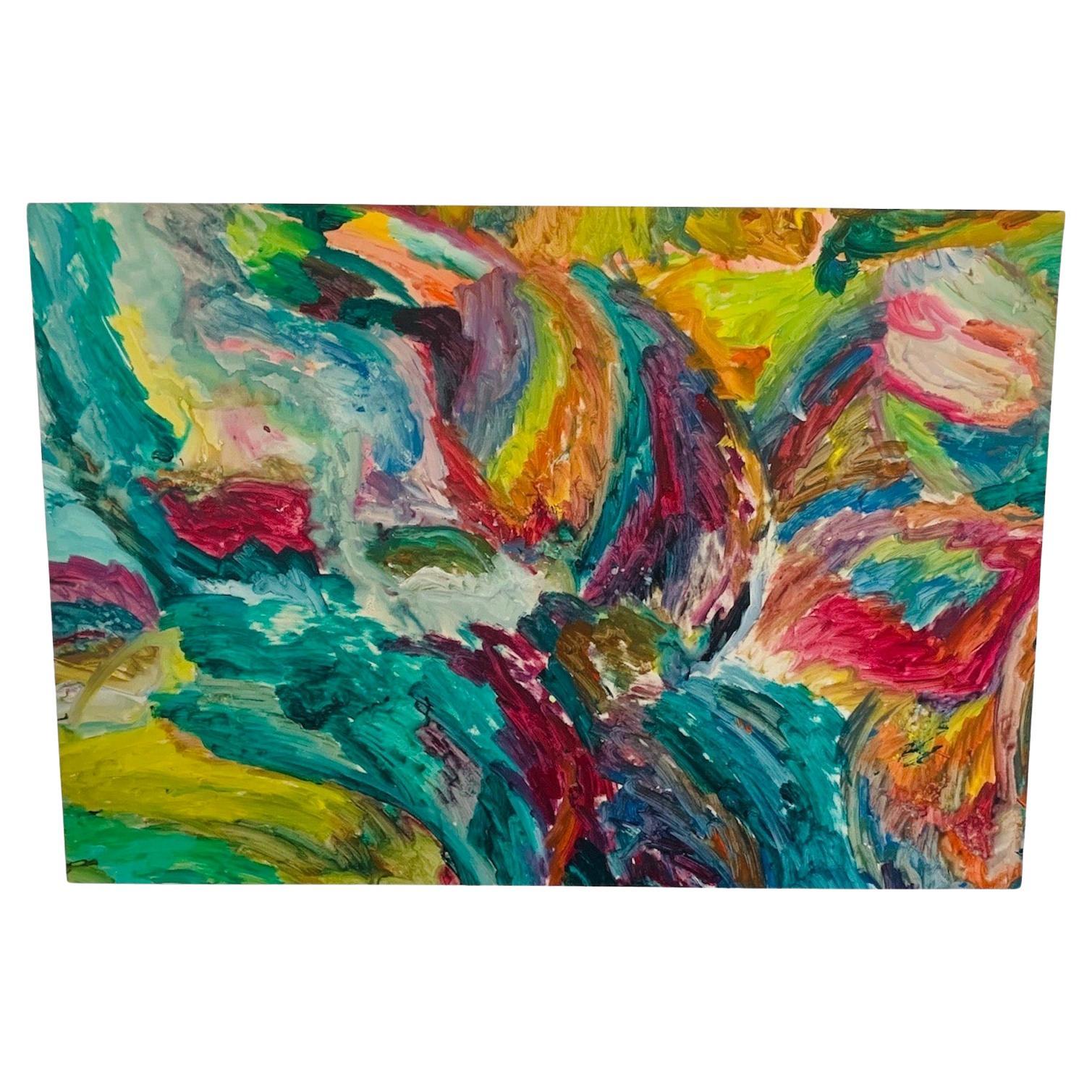 Peint à la main Grande peinture expressionniste abstraite américaine des années 1960, 44 x 64 en vente