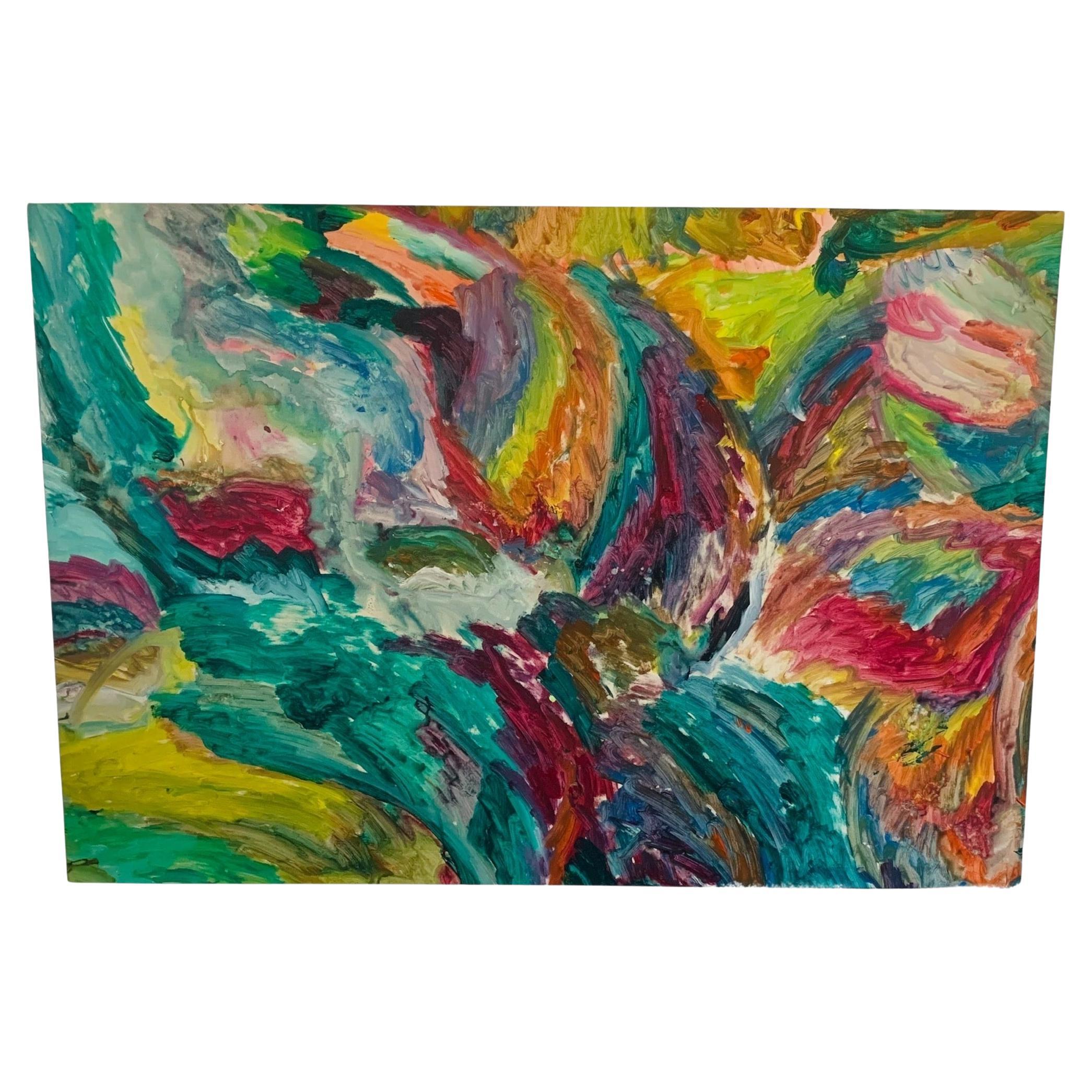 Large Vintage Abstract Expressionist Painting, ca. 1960s, American 44 x 64 For Sale