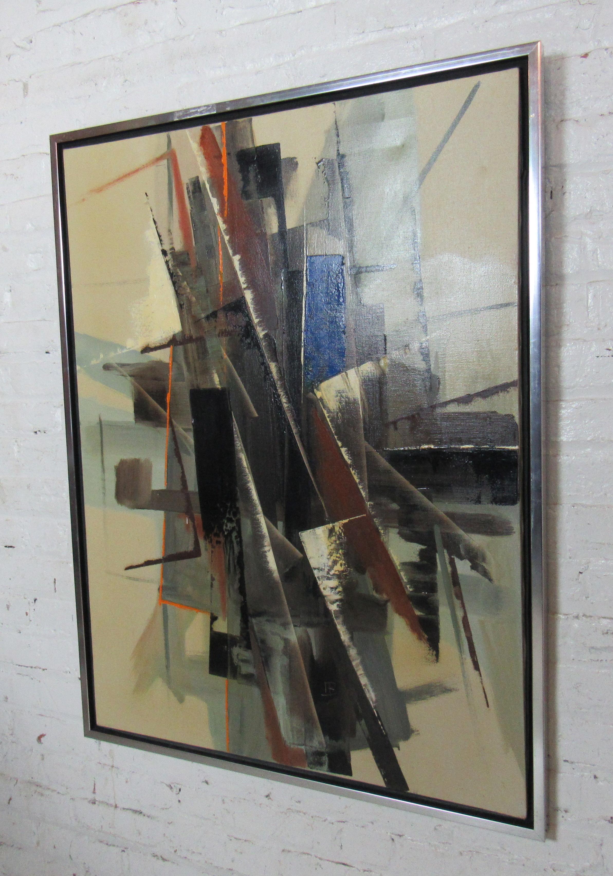 Mid-Century Modern Large Vintage Abstract Painting