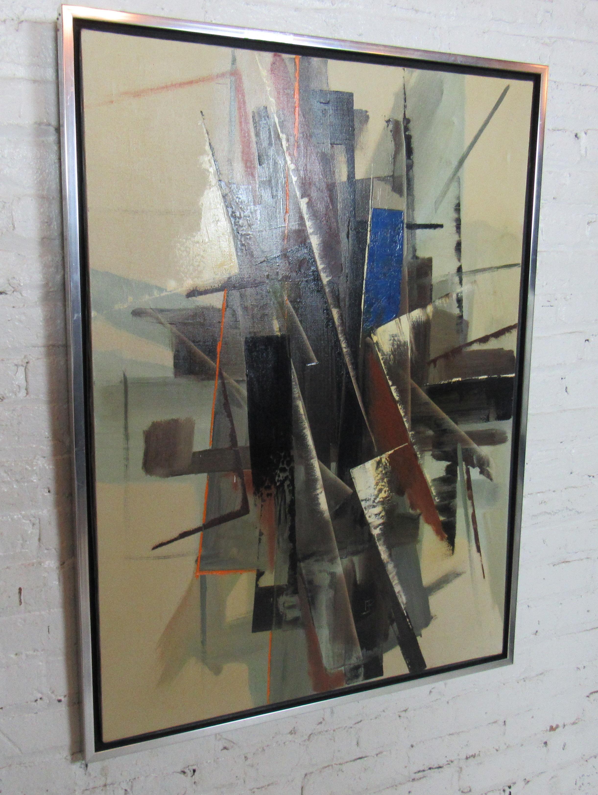 Large Vintage Abstract Painting In Good Condition In Brooklyn, NY