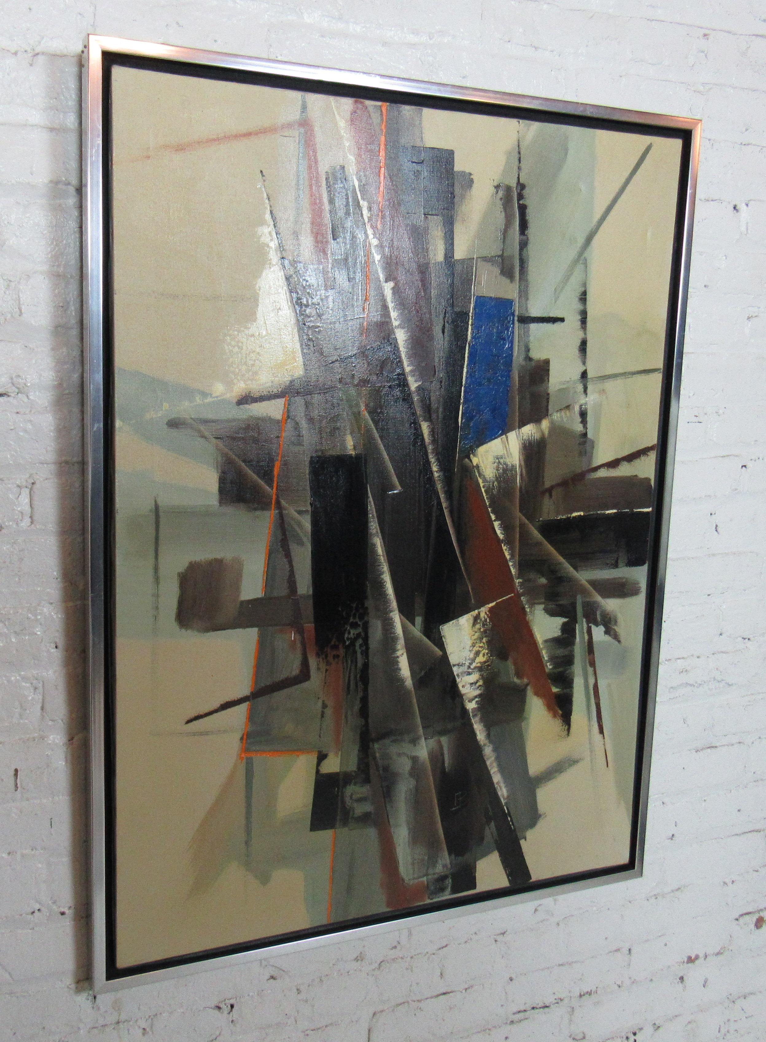 Late 20th Century Large Vintage Abstract Painting