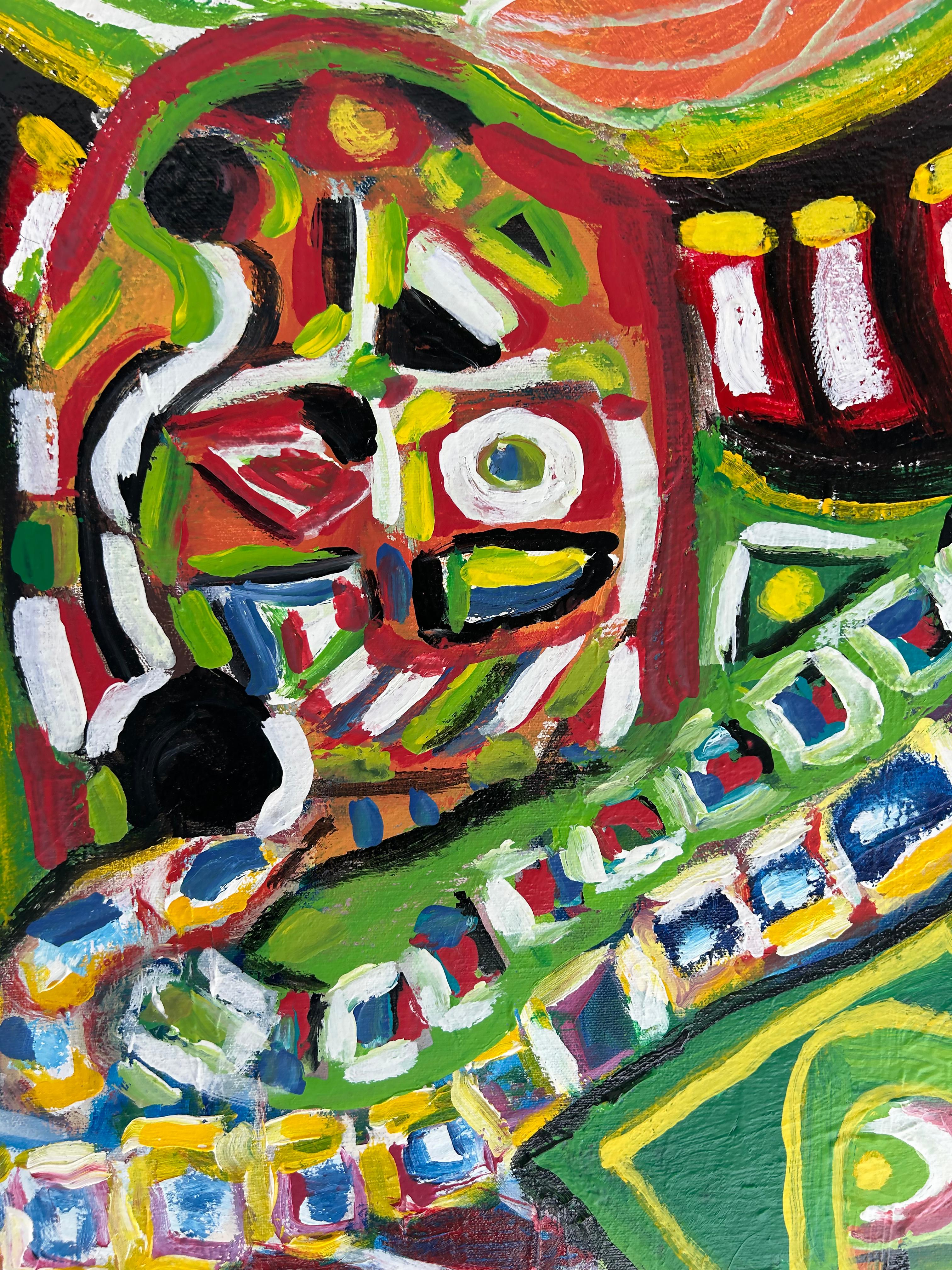 Peint à la main Grande peinture abstraite de Gloria Allison, artiste cubano-américaine en vente