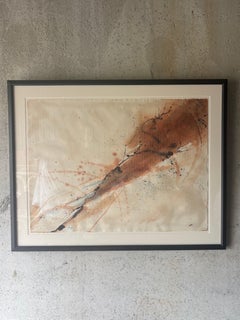 Large Vintage Abstract Watercolor - Mid-Century Modern Framed Art, Signed