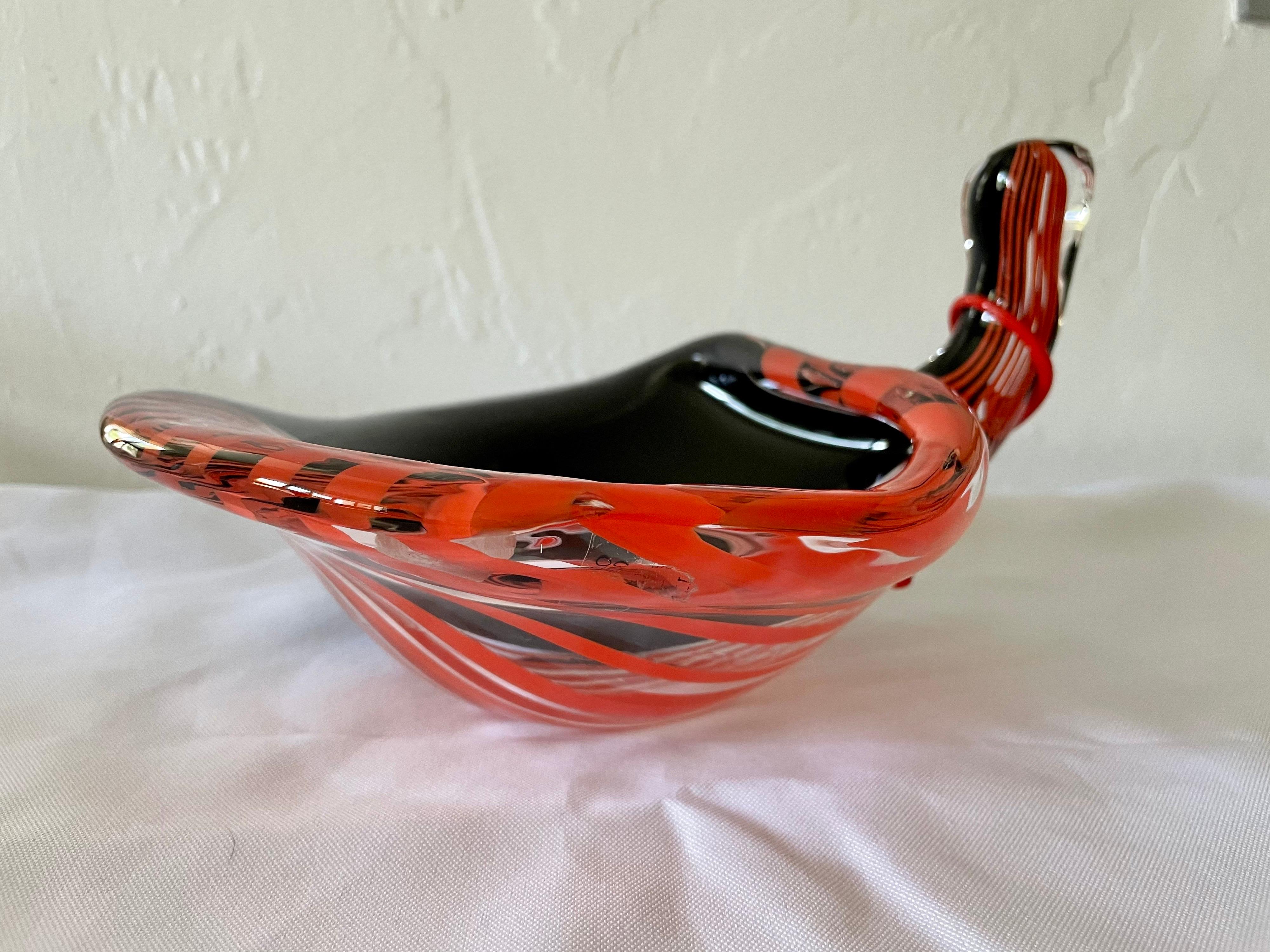 Murano Glass Large Vintage Acanthus Leaf Murano Bowl by Zanetti