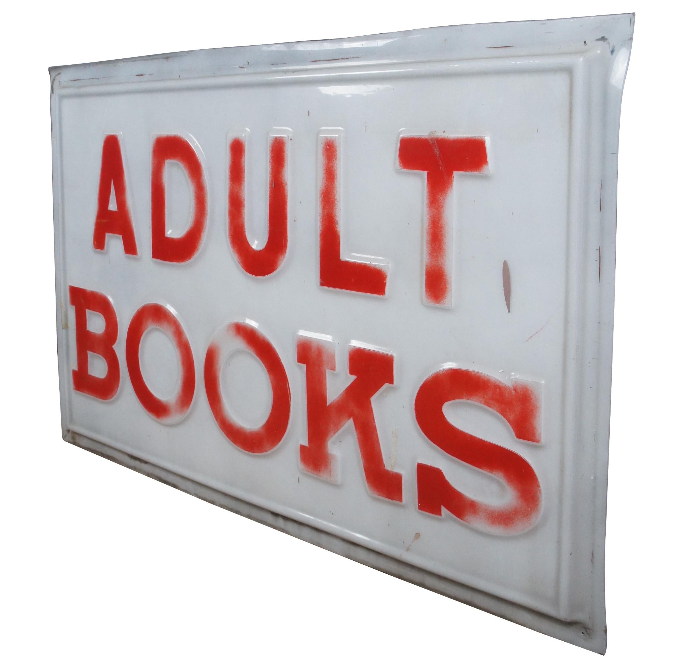 A large vintage vacuum form embossed plastic sign, titled 